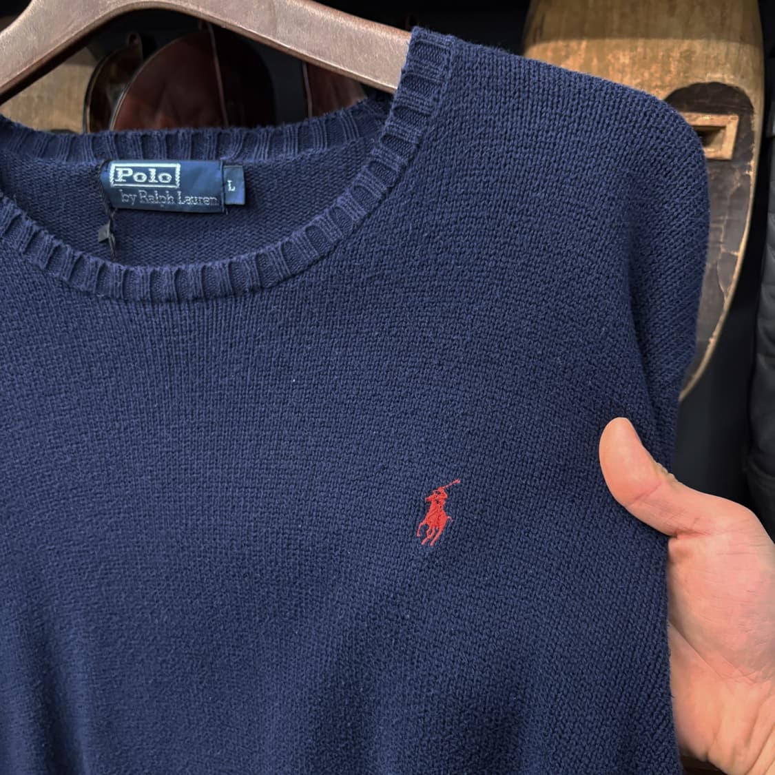 00s 폴로 랄프로렌 플레인 코튼 크루넥 니트 스웨터 레드포니 N724 상품이미지5