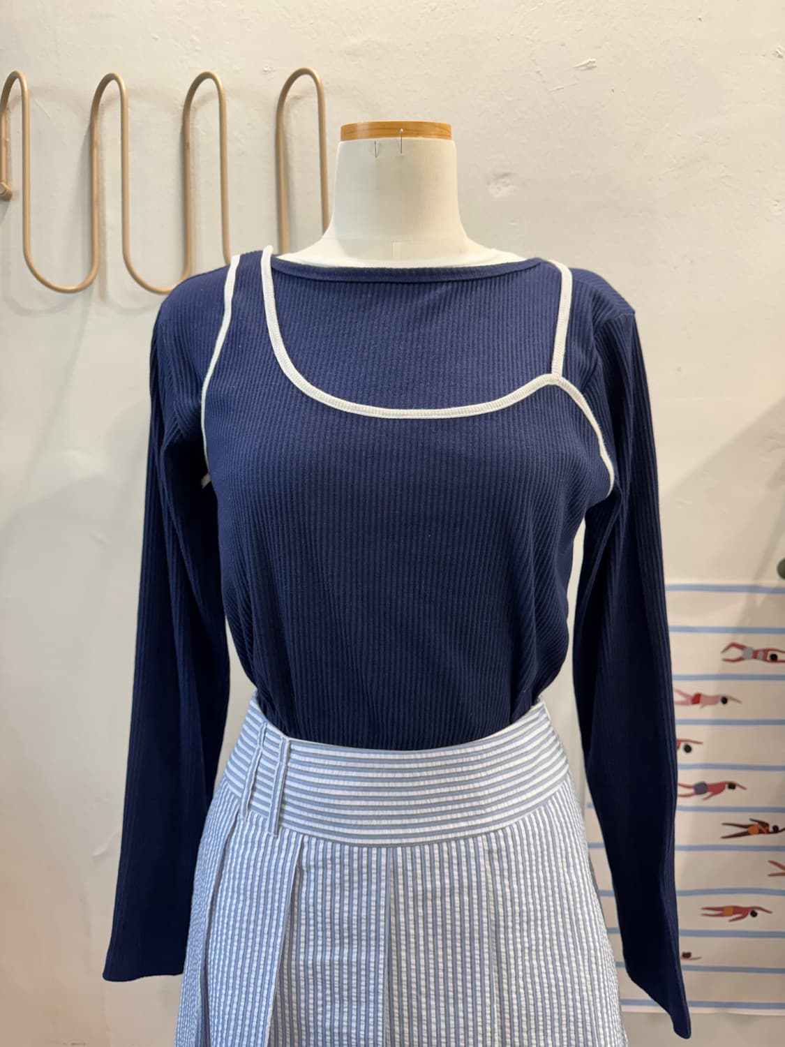 japan vintage 나시 레이어 골지크롭티 상품이미지3