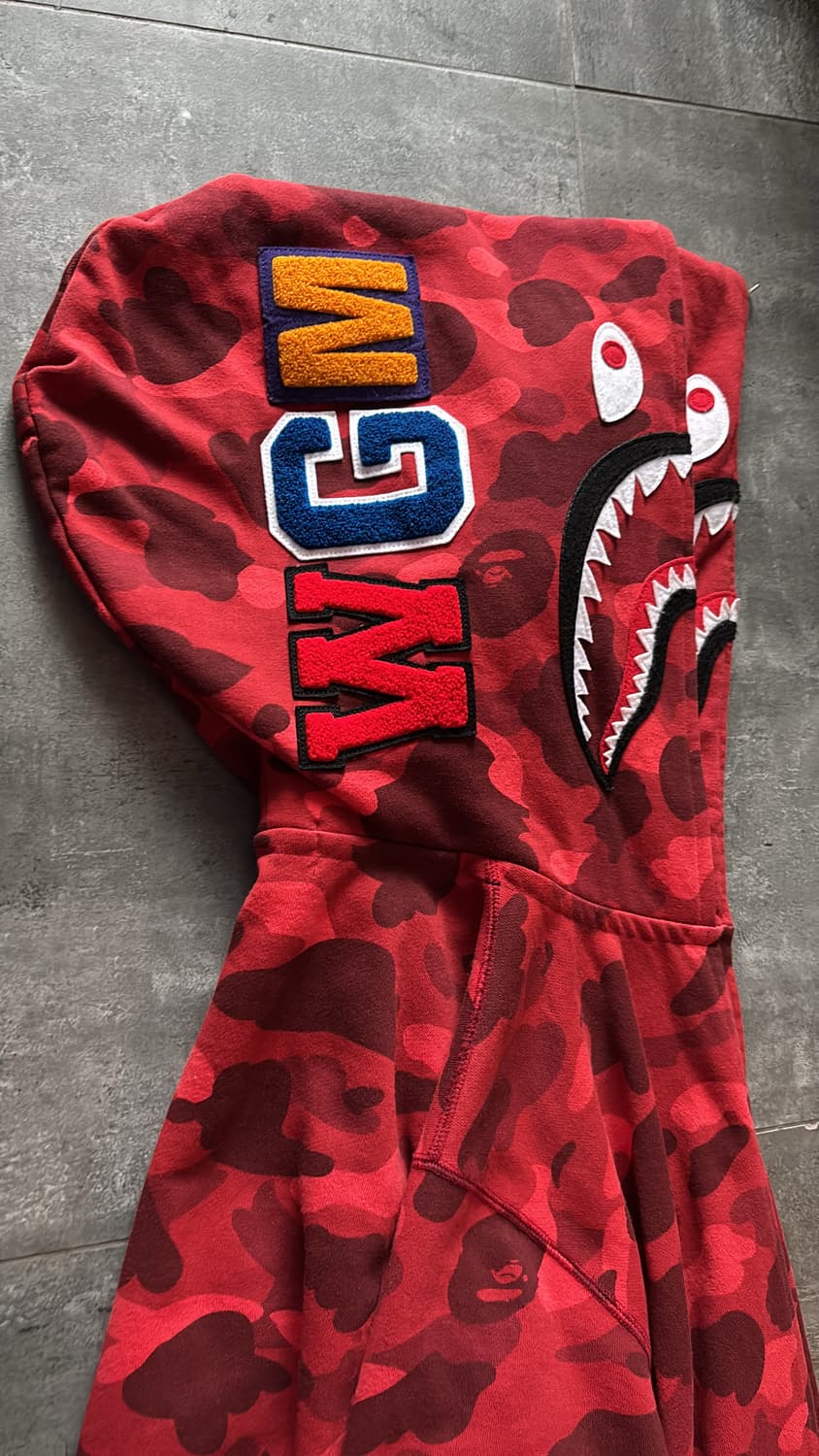 개 급처) 유일 매물) 베이프 더블 샤크 후드집업 L 레드 상품이미지2