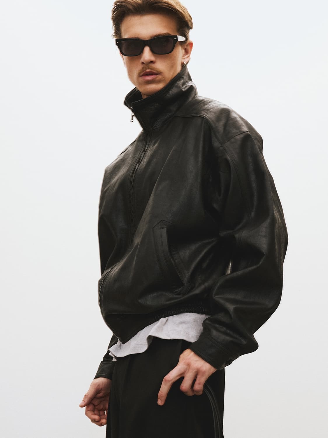 25ss 렉토 빈티지 크랙 이펙트 레더자켓 블랙 상품이미지6