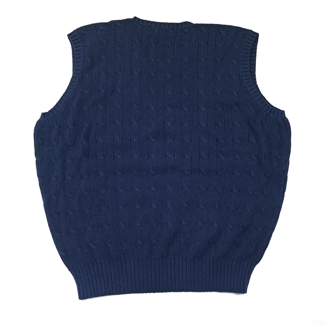 CL579 XL 폴로 90s 홍콩판 엠블럼 케이블 네이비 조끼 니트 상품이미지6