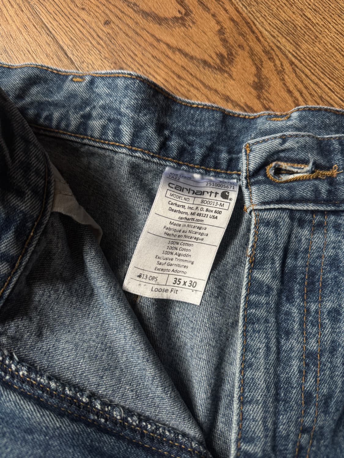 [35]칼하트 USA 미디엄블루 워싱 싱글니 카펜터 워크 데님 팬츠 상품이미지8