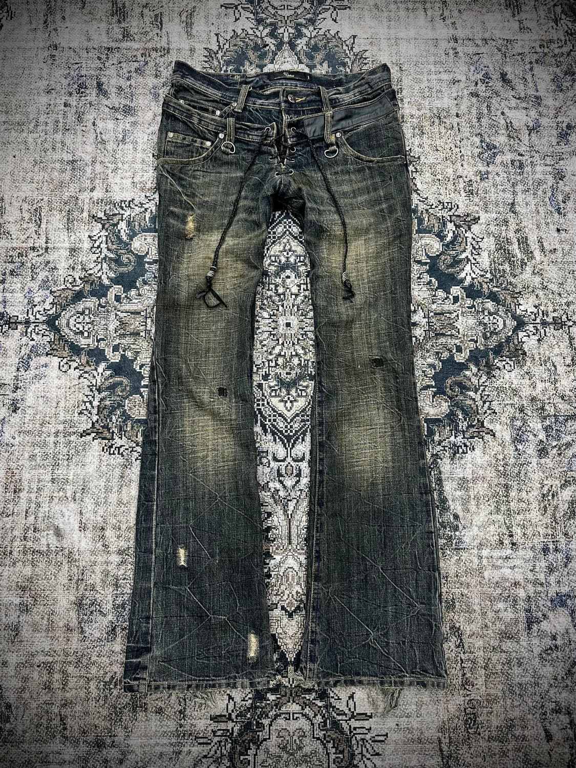 Midas double lace up flared jeans 상품이미지1