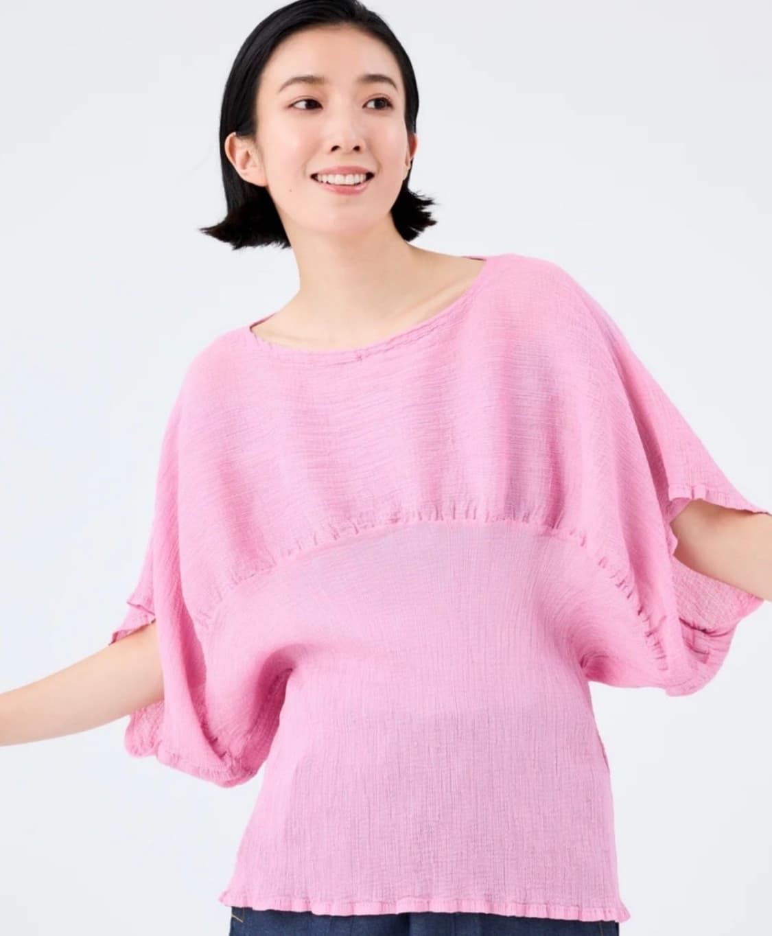 이세이미야케 me 페탈 시스루 크레페 탑 핑크 상품이미지1