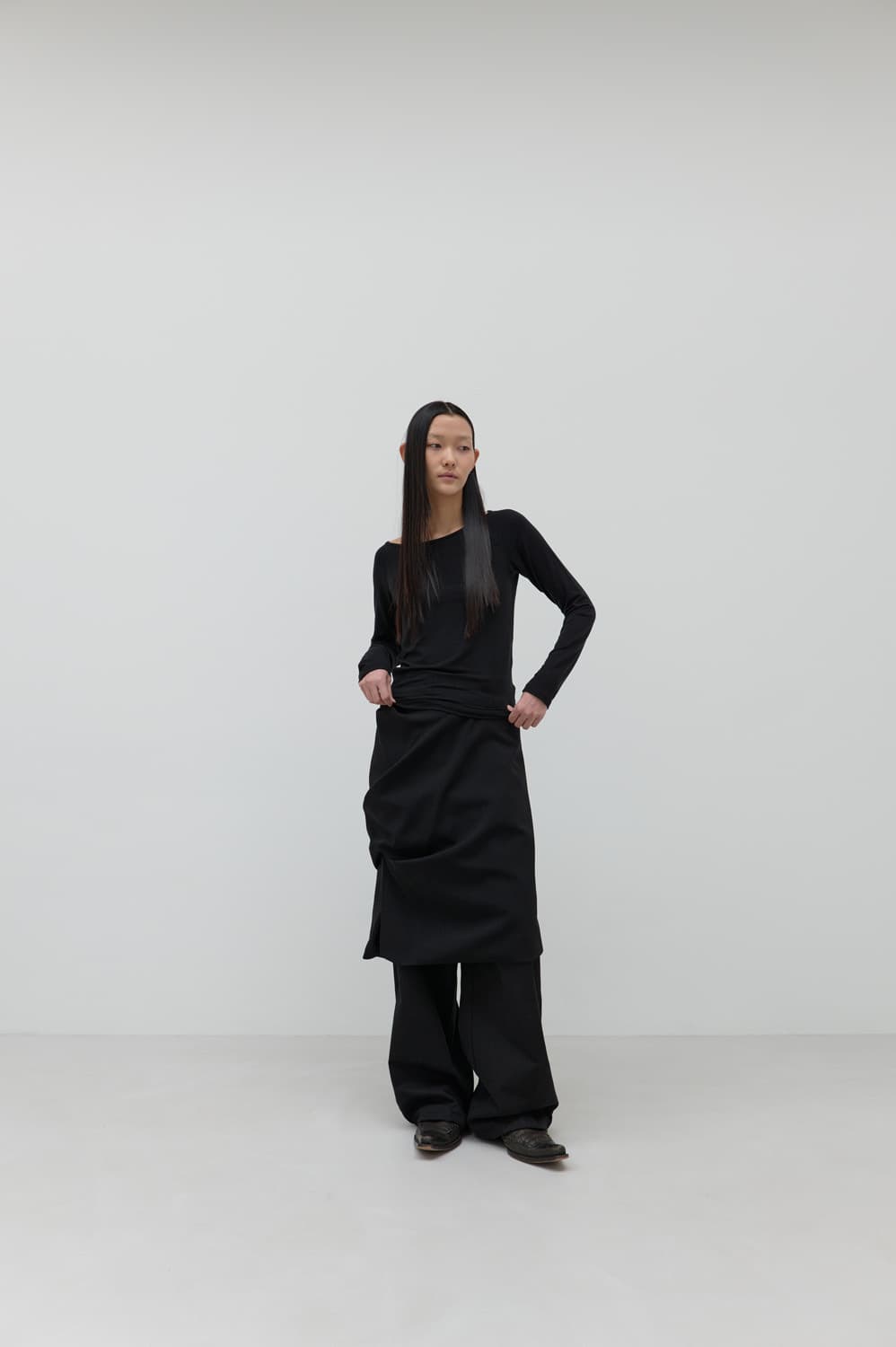 Repos MIDI DRAPE SKIRT (BLACK) 상품이미지4