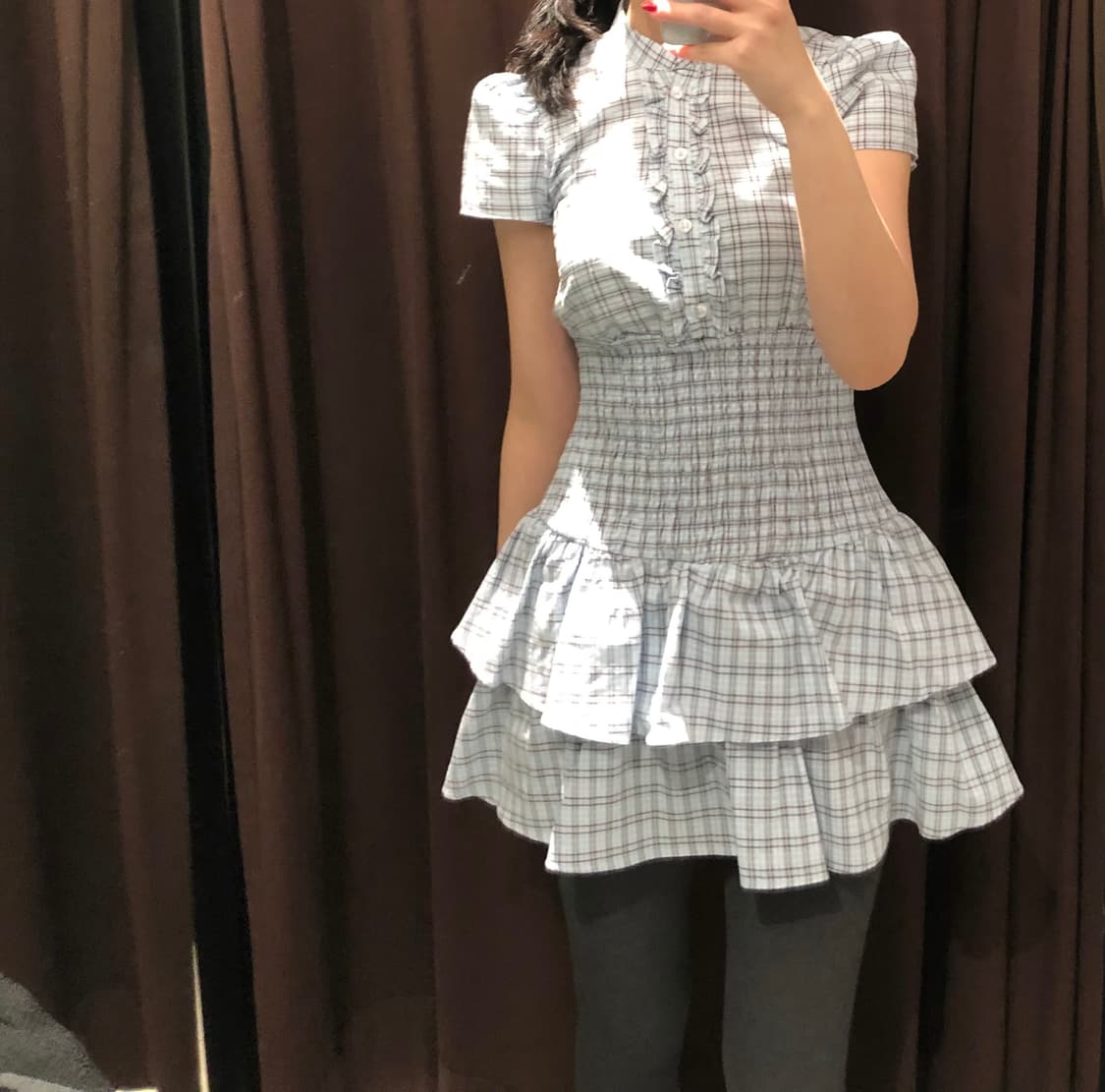 자라 프릴 체크 미니 원피스 s사이즈 상품이미지2
