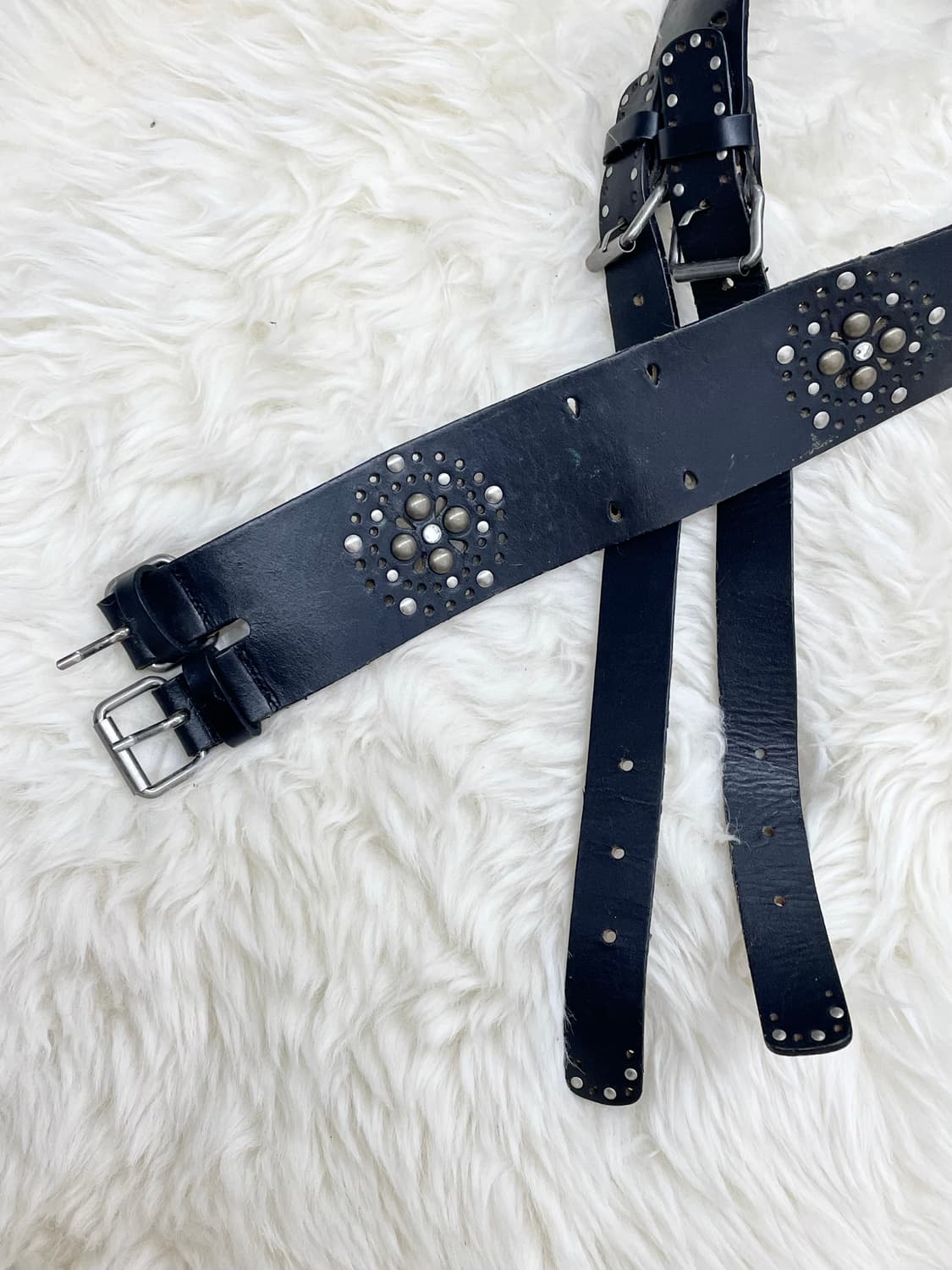리얼레더 투버클 스터드 와이드 벨트 상품이미지6