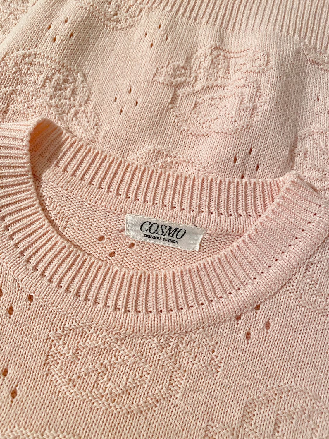 Vintage LightPink Eyelet Knit Top 상품이미지5