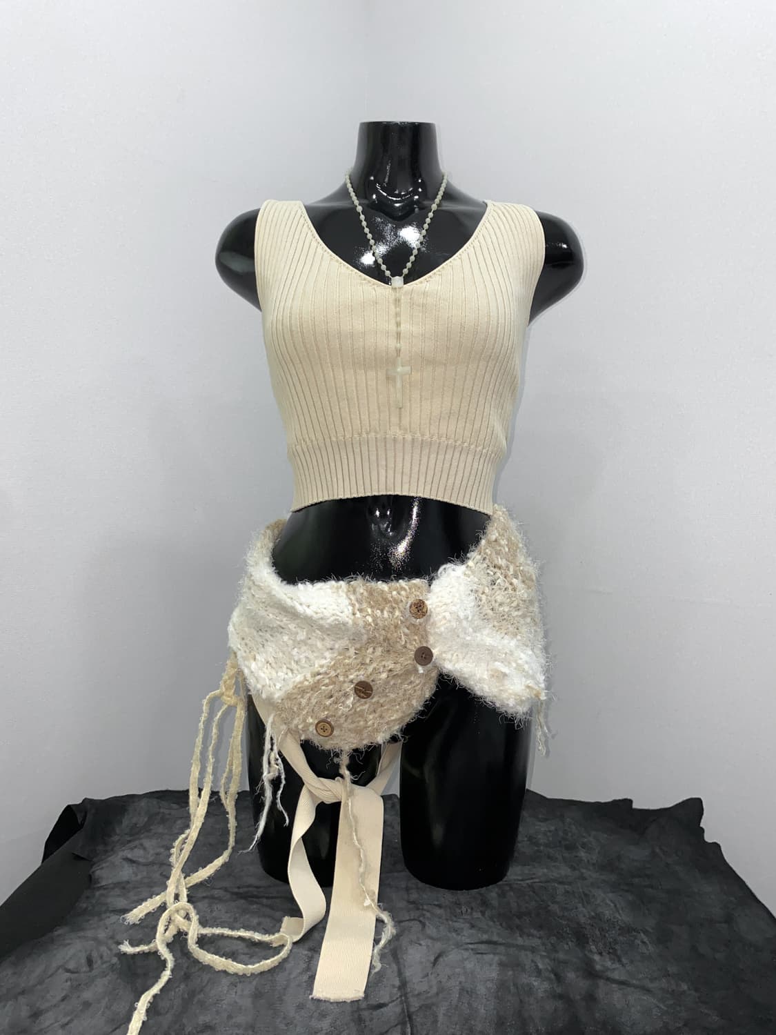 Back-Cross Rib Knit Tank Top 상품이미지1