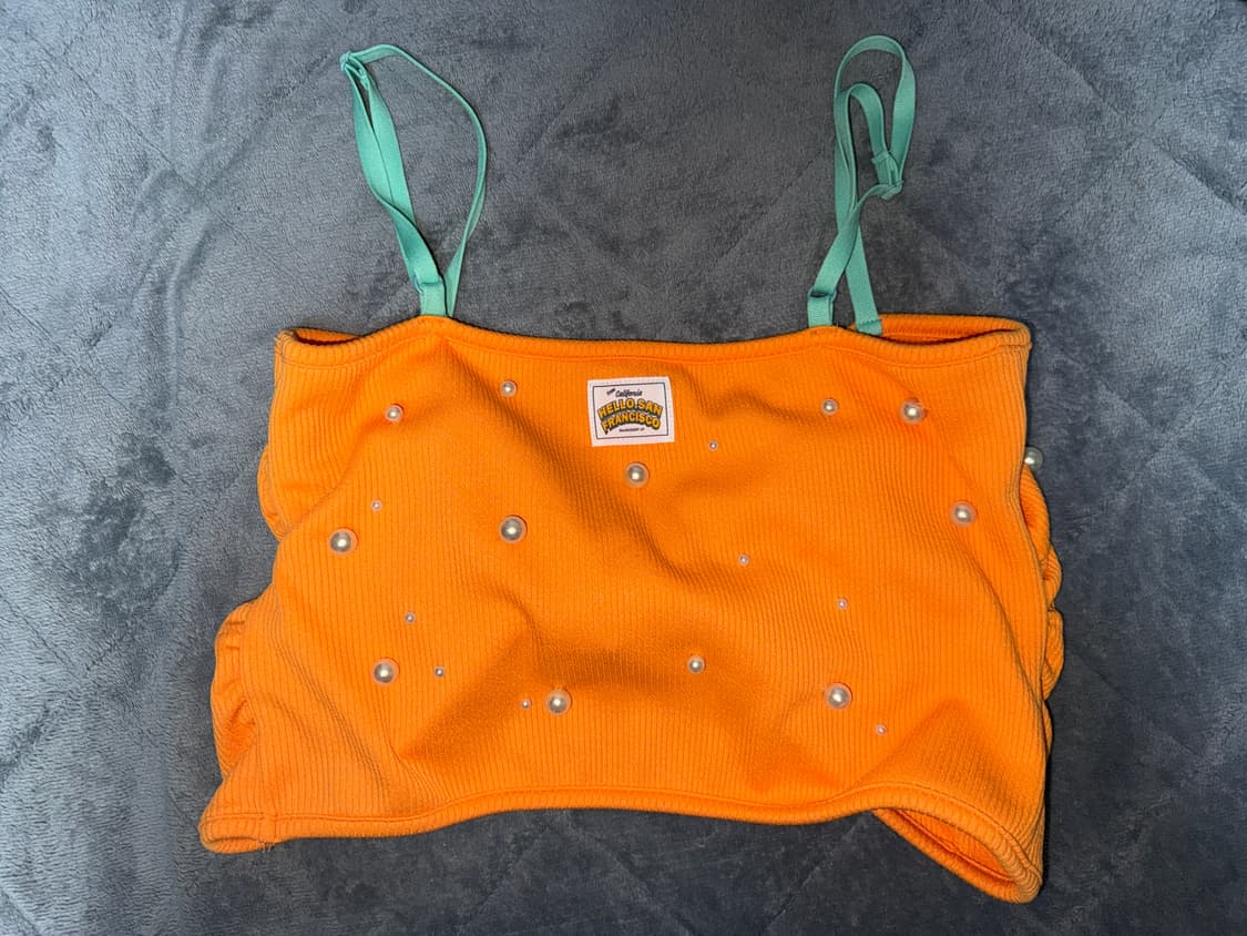 y2k 갸루 키치 진주 리본 탑 상품이미지2