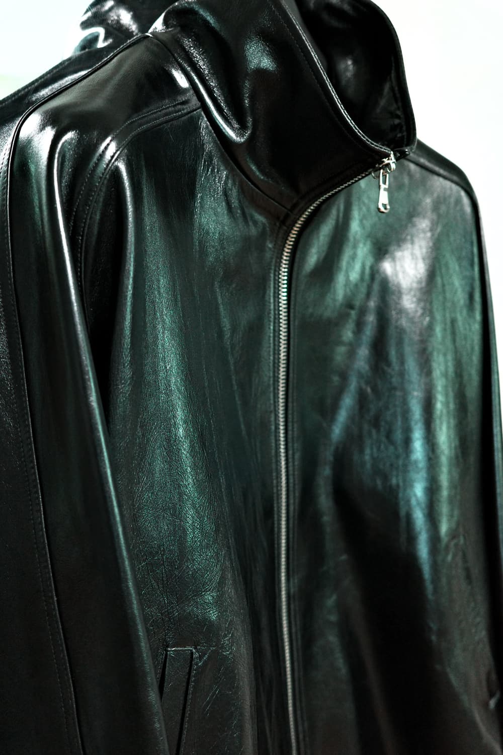 STU  LAMBSKIN LEATHER JACKET in black L 상품이미지1