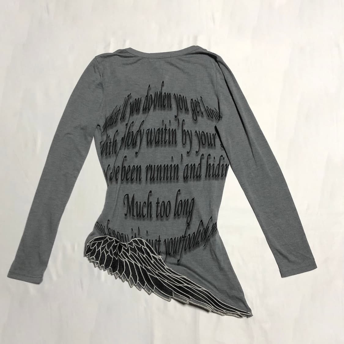 스컬 펑크 날개 티셔츠 그레이 상품이미지2