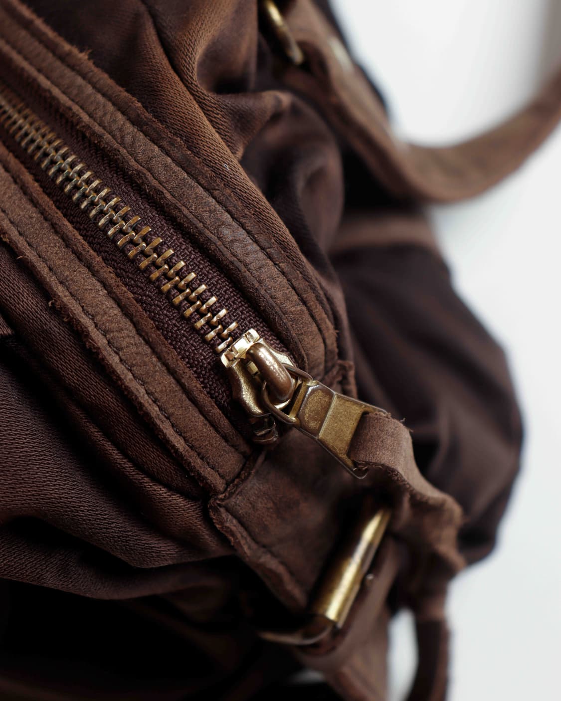 [Y.Nagata by Denim & Co.] 브라운 레더 믹스 숄더백 상품이미지5