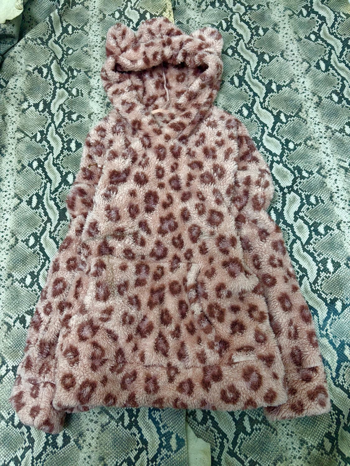 [GAL]Pink Leopard Ears Detail Fleece Hoo 상품이미지4