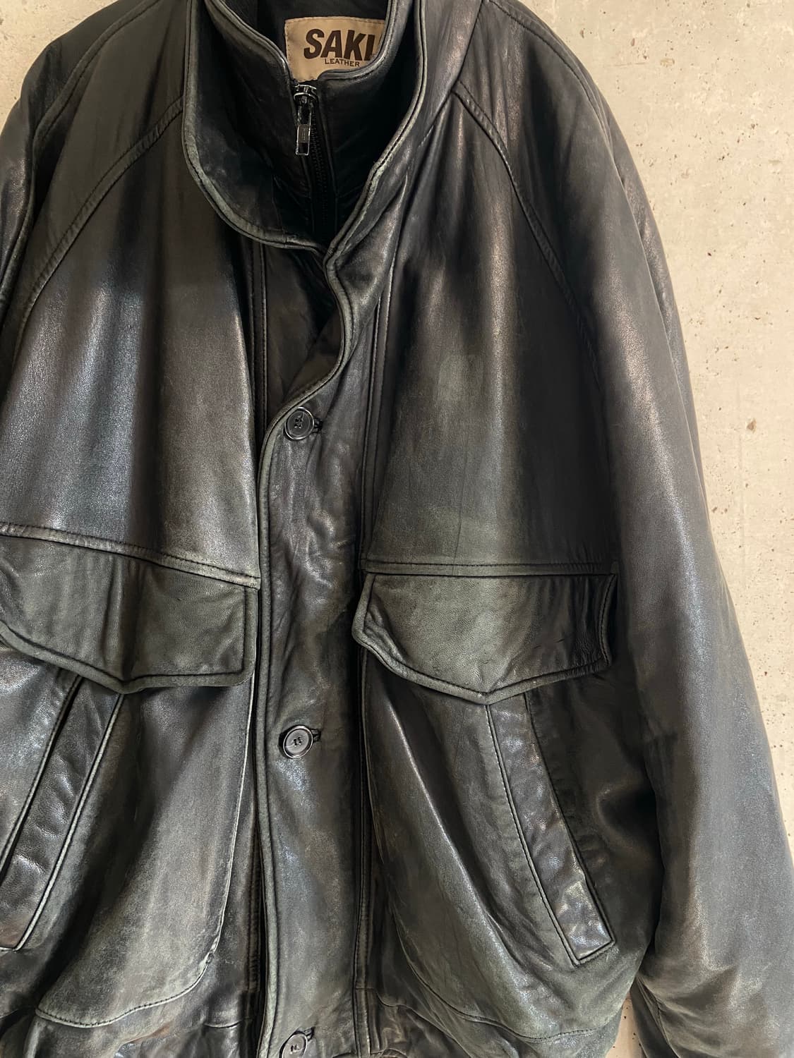 SAKI leather 빈티지 오버사이즈 가죽 자켓 상품이미지3