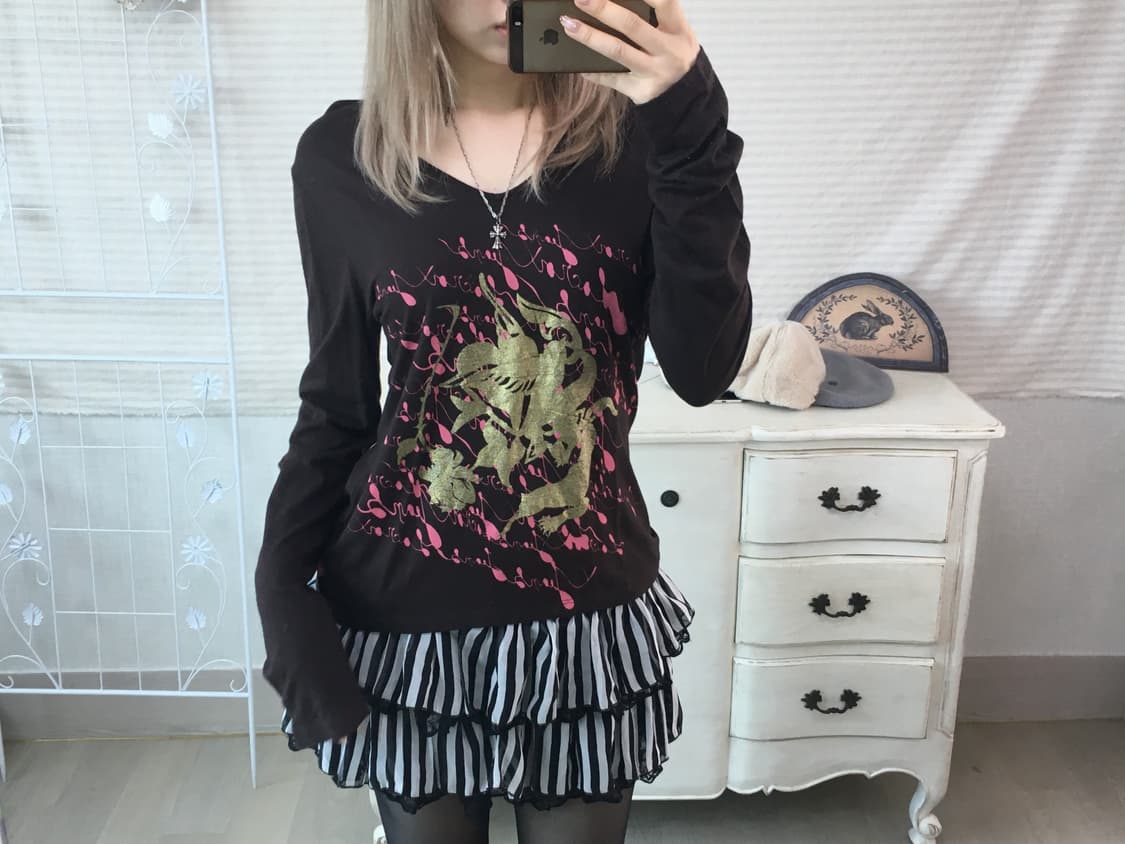 일본빈티지 스트라이프 레이스 큐롯 캉캉스커트 상품이미지3