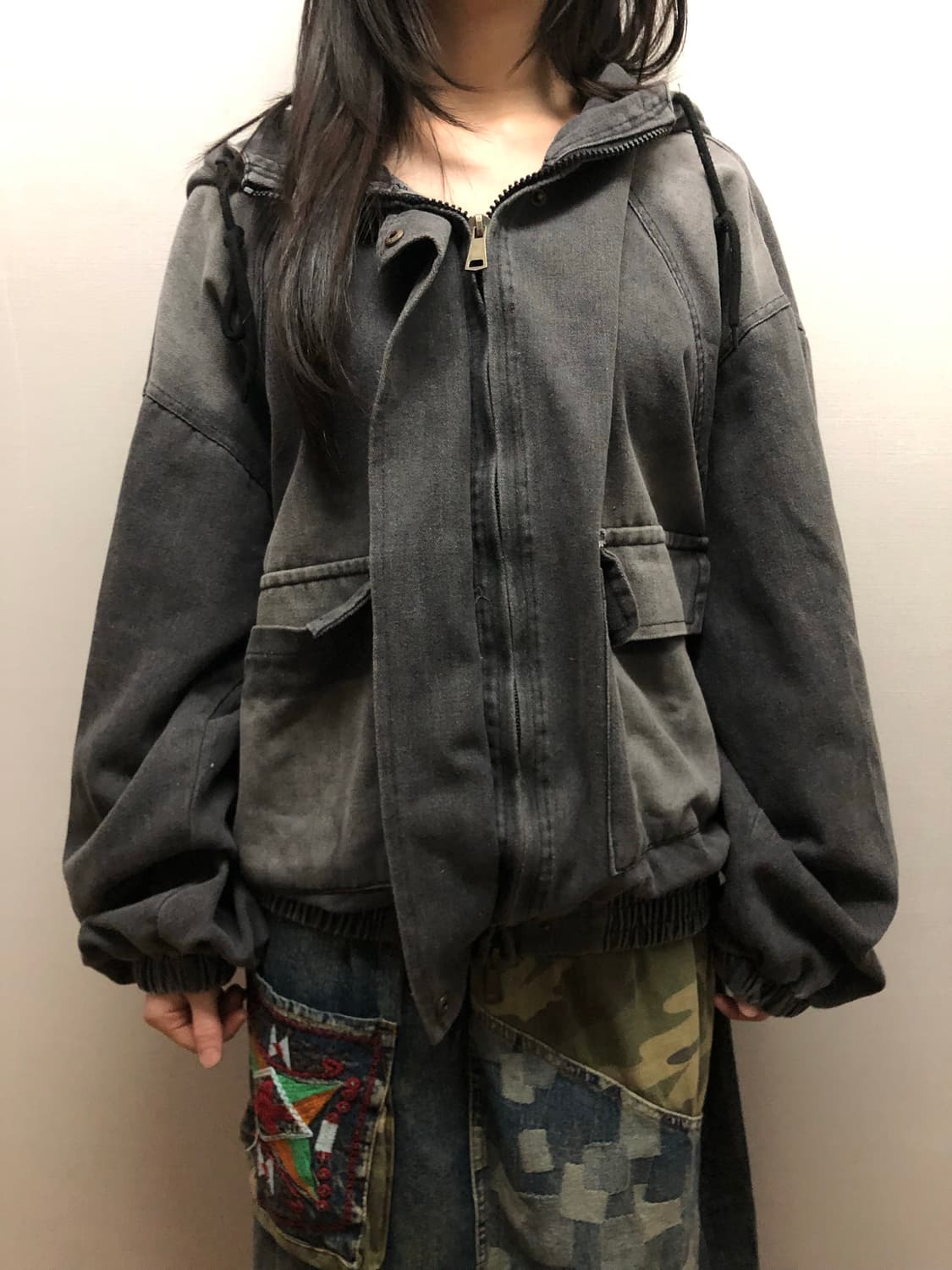 빈티지 블랙 데님 워싱 자켓 상품이미지1