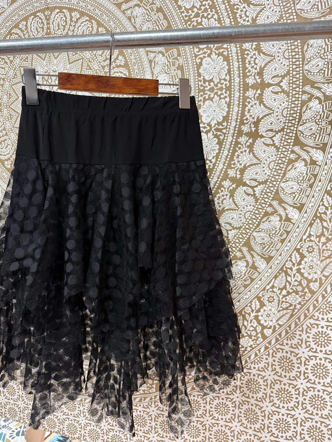 빈티지 여성 도트 밴딩 언발 미디스커트  상품이미지4