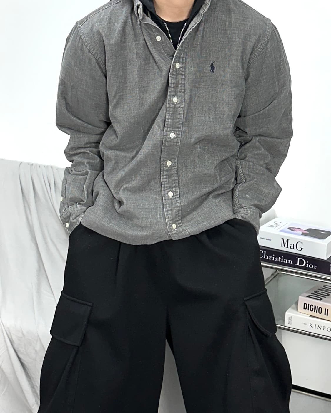 폴로 랄프로렌 흑청 코듀로이 셔츠 XL 상품이미지1