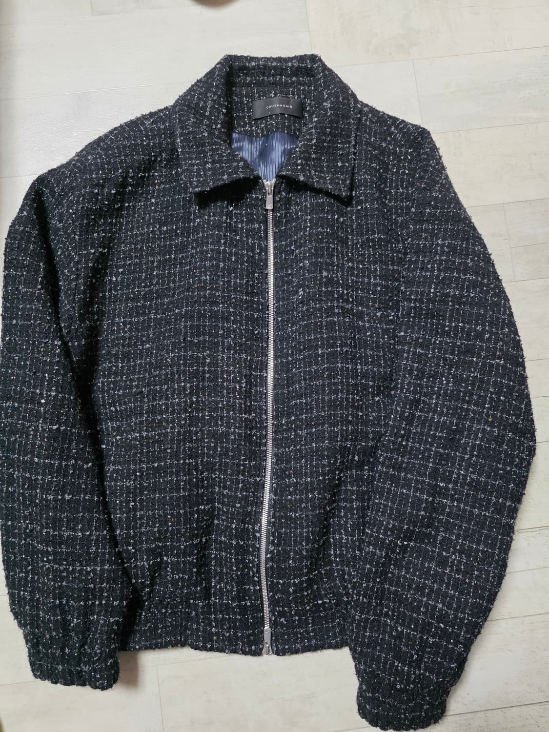 크러쉬어게인 블랙 트위드 블루종 L 상품이미지1