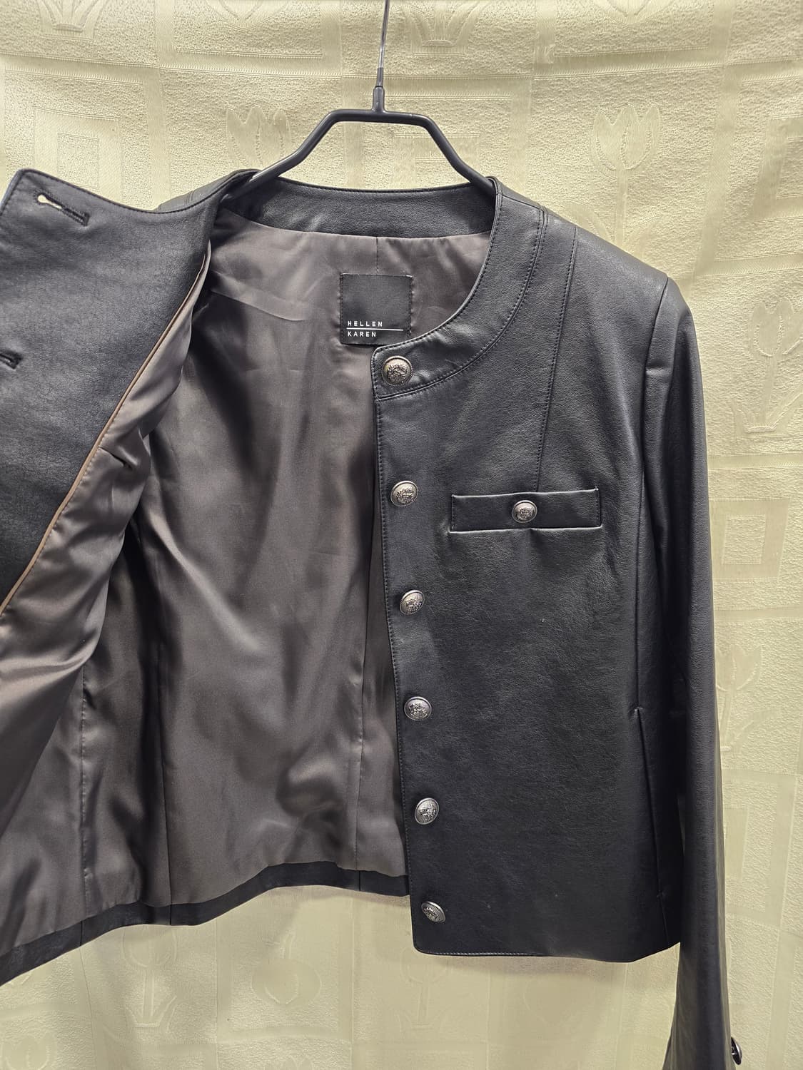 헬렌카렌 HELLEN KAREN 블랙 가죽 노카라 자켓 55 상품이미지5