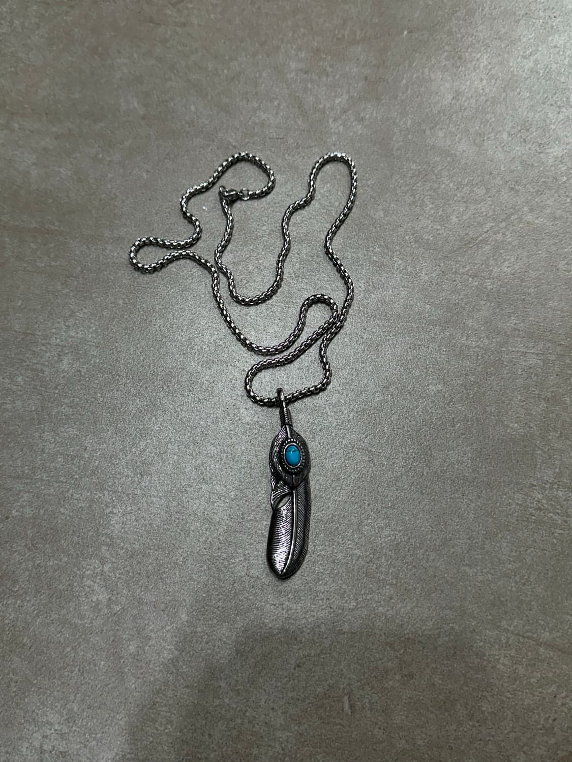 Blue stone feather - 블루 깃털 목걸이 상품이미지1