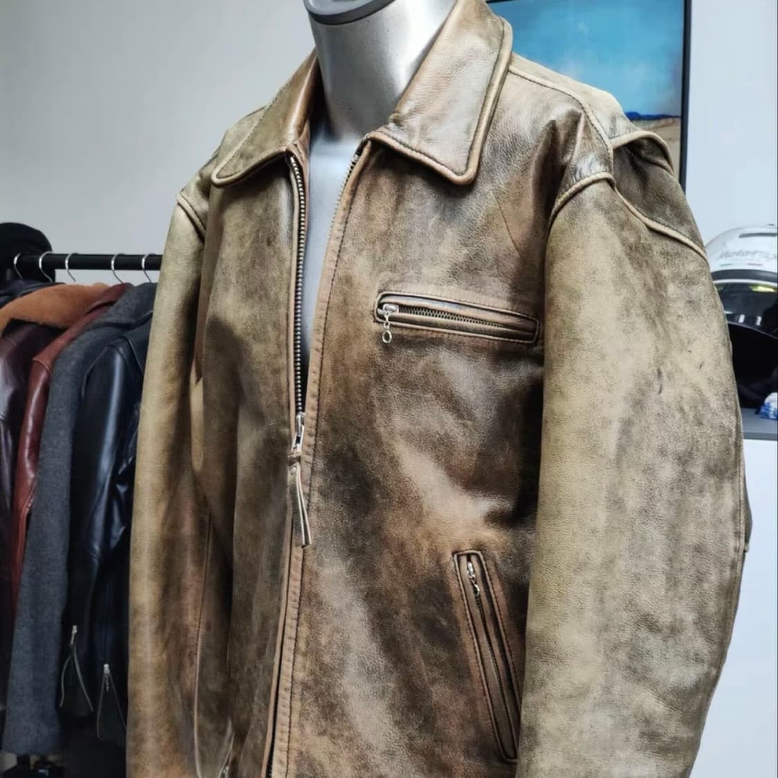 헤비 빈티지 레더 자켓 상품이미지5