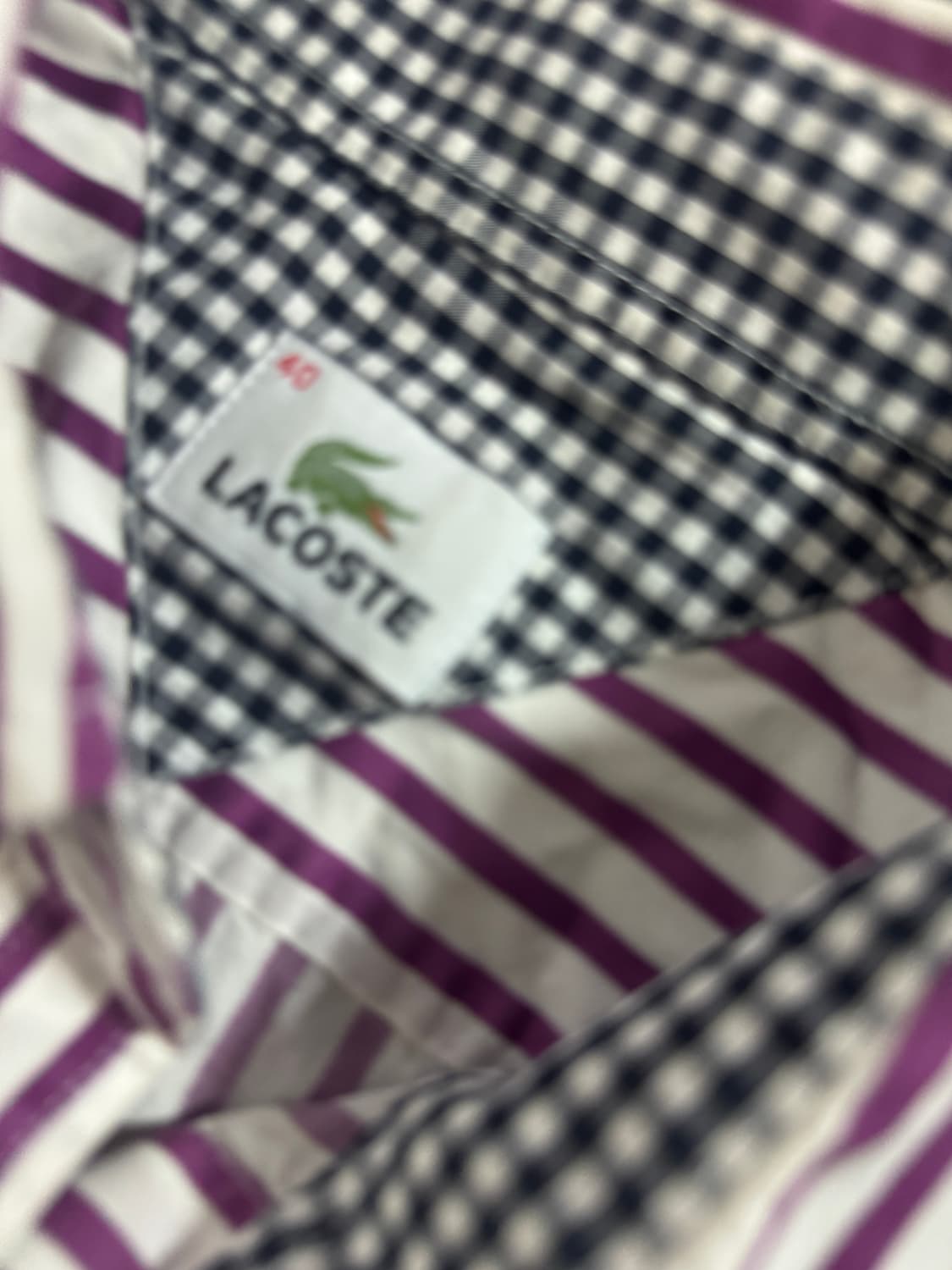 여성 라코스테 스트라이프 블라우스 셔츠 퍼플 상품이미지3