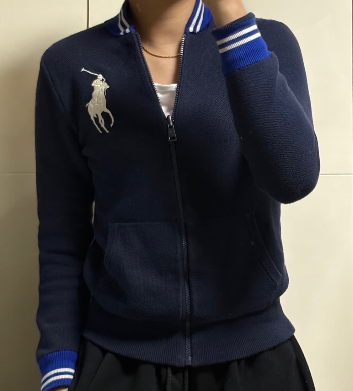 폴로 랄프로렌 빅포니 네이비 그레이 리버시블 니트집업 상품이미지1