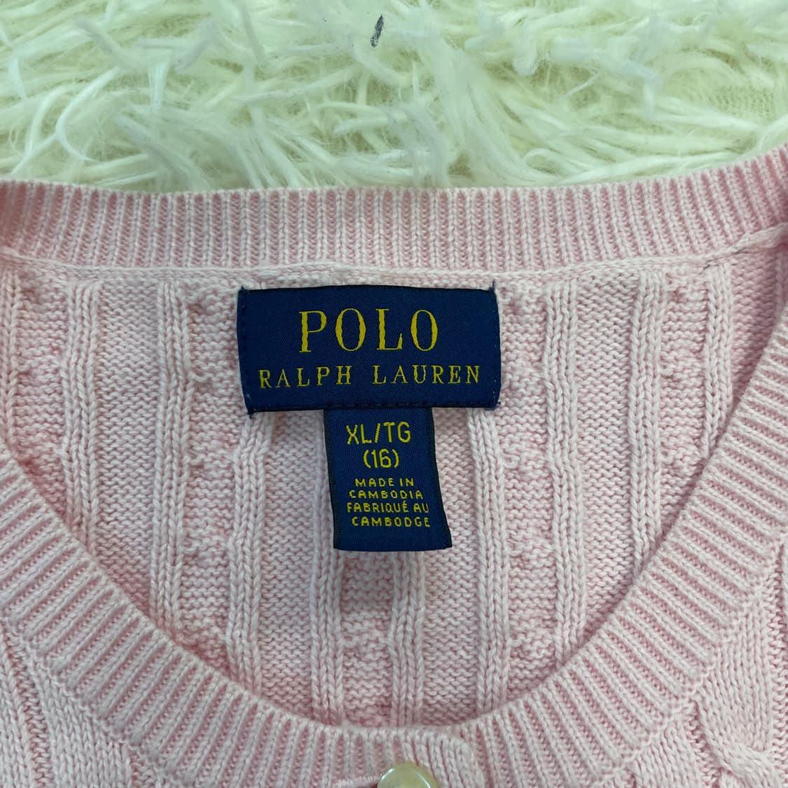 폴로 랄프로렌 포니 로고 케이블 라운드 가디건 핑크 상품이미지4