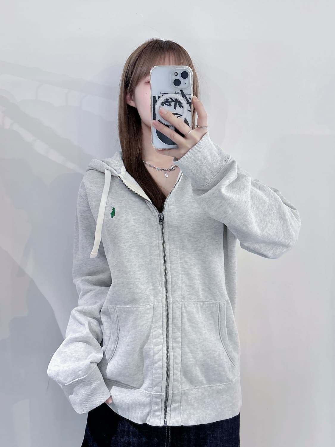 폴로랄프로렌 그린포니 라이트그레이 후드집업 상품이미지3