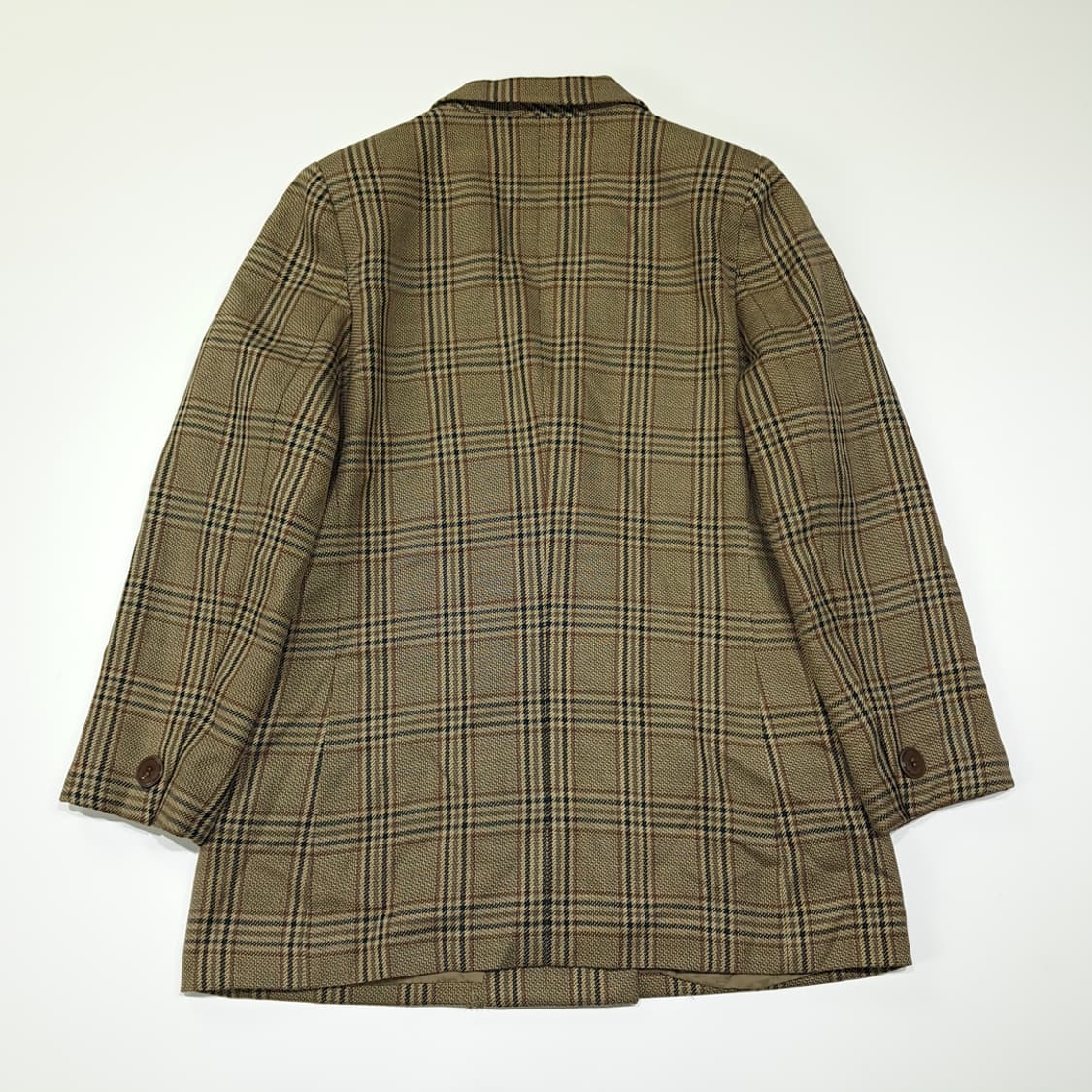 CL170 버버리 일본판 빈티지 울실크 글렌체크 베이지 자켓 상품이미지9