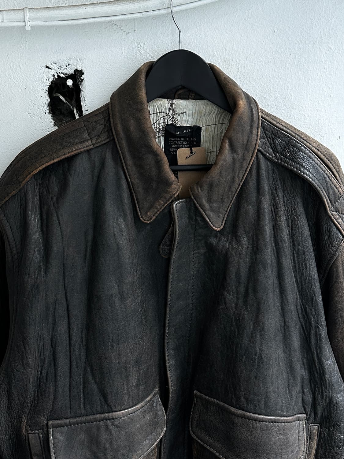 80's USA Made 아비렉스 A2 레더 봄버 자켓 상품이미지5