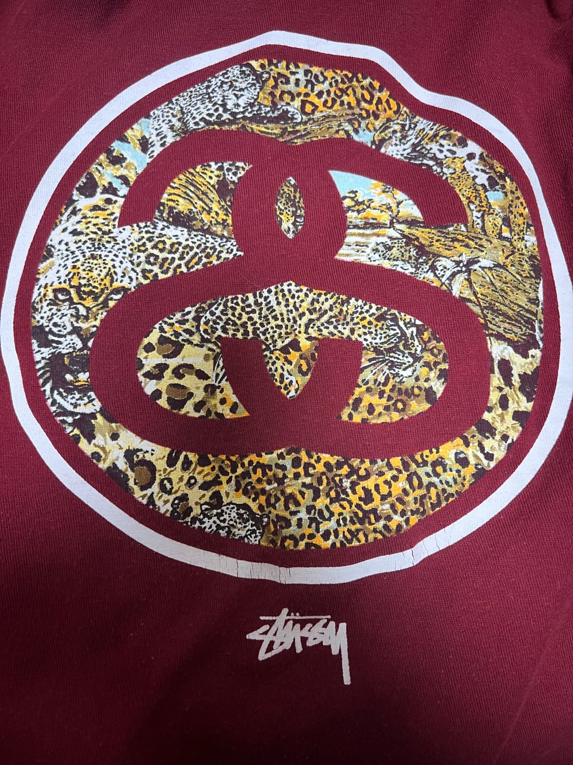 00s 스투시 버건디 샤넬로고 티셔츠 반팔 상품이미지5