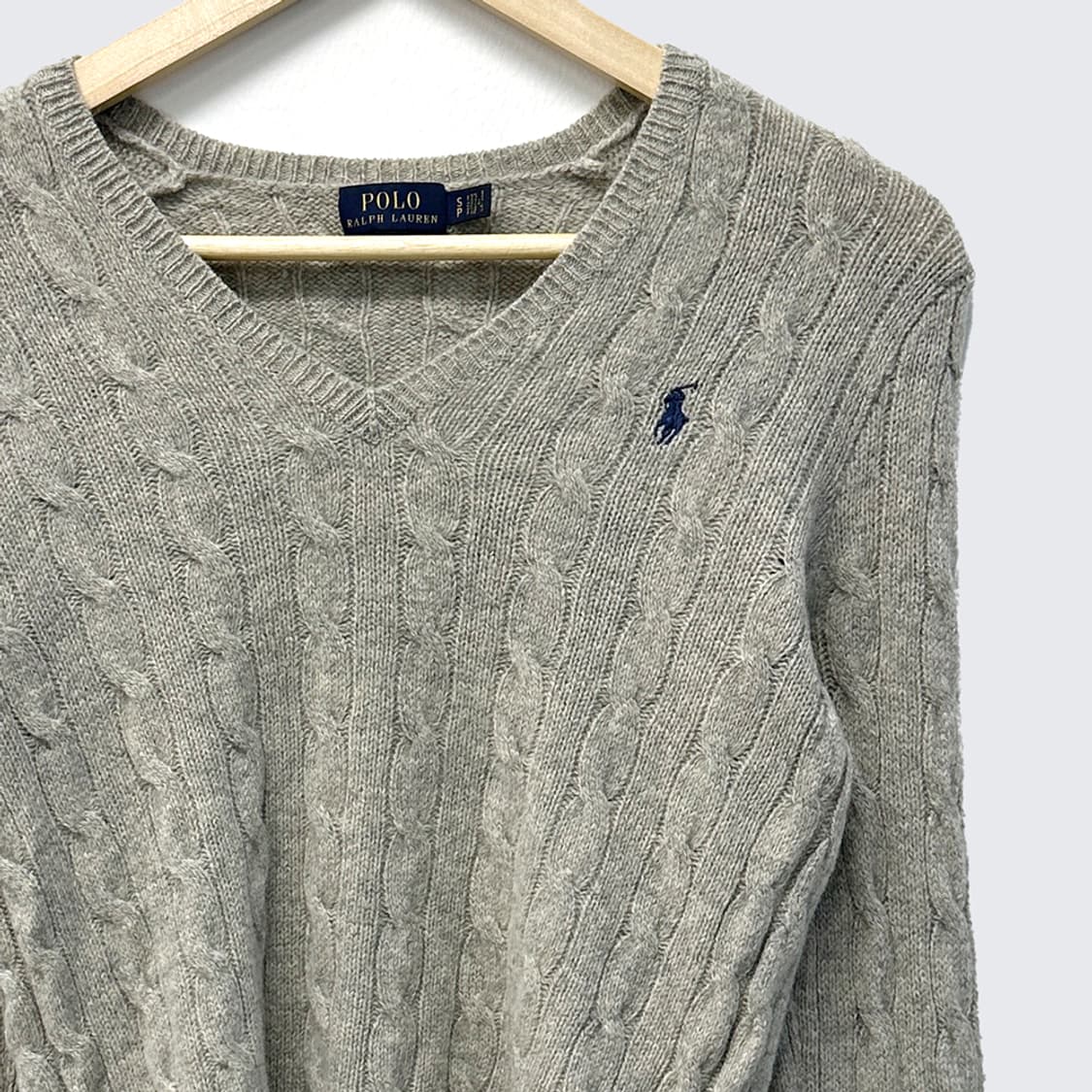폴로 랄프로렌 메리노 울 캐시미어 케이블 브이넥 니트 스웨터 여성 S 상품이미지2