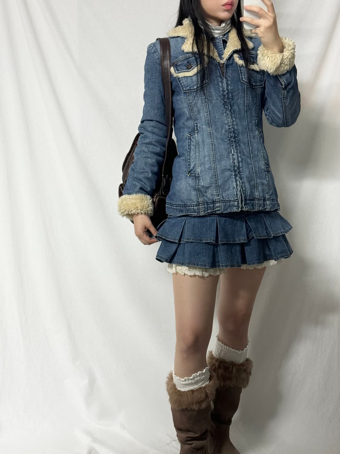 얼진 퍼 트리밍 데님 집업 자켓 상품이미지4