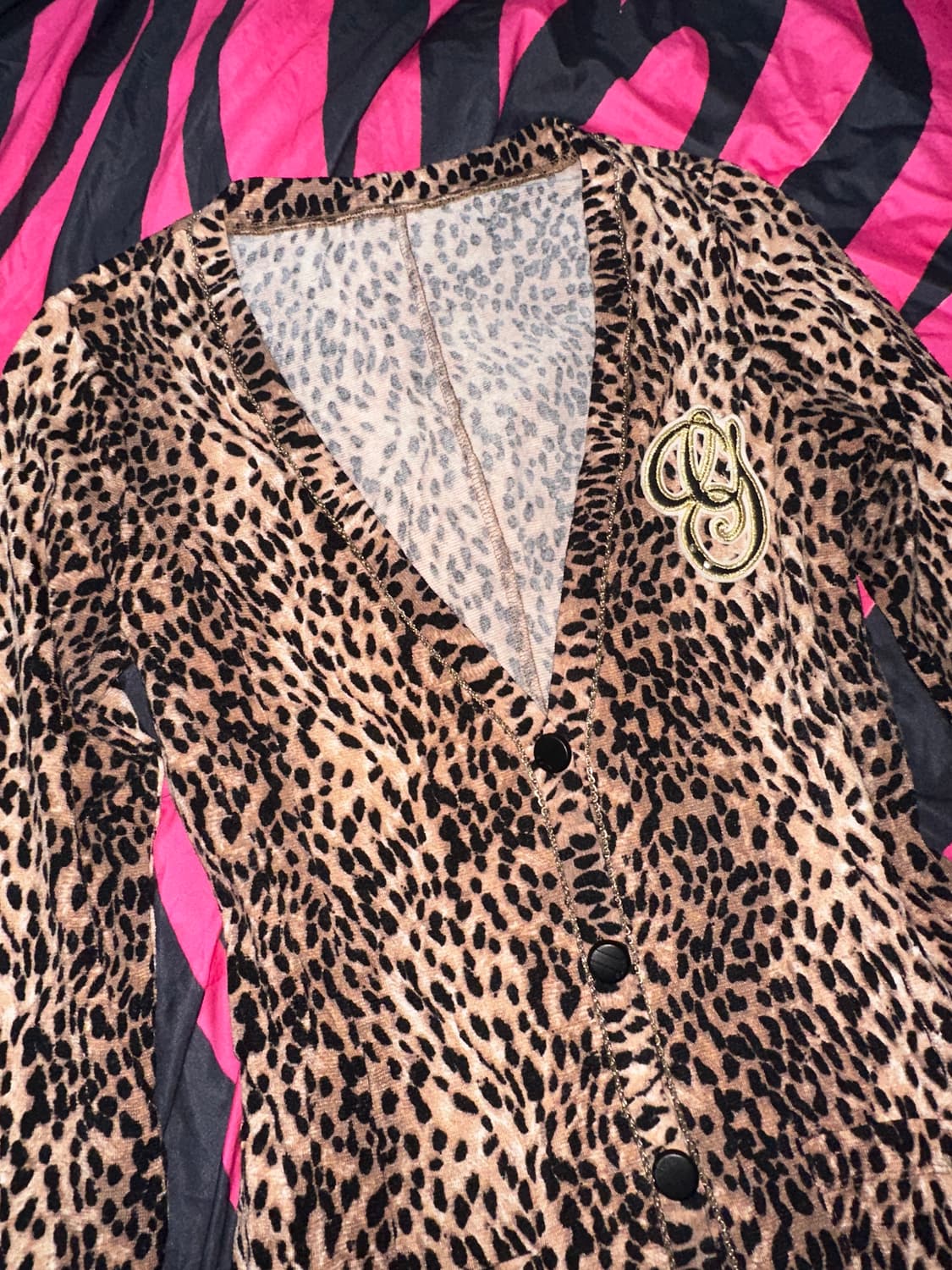 빈티지 호피 레오파드 갸루 오네갸루 가디건 상품이미지2