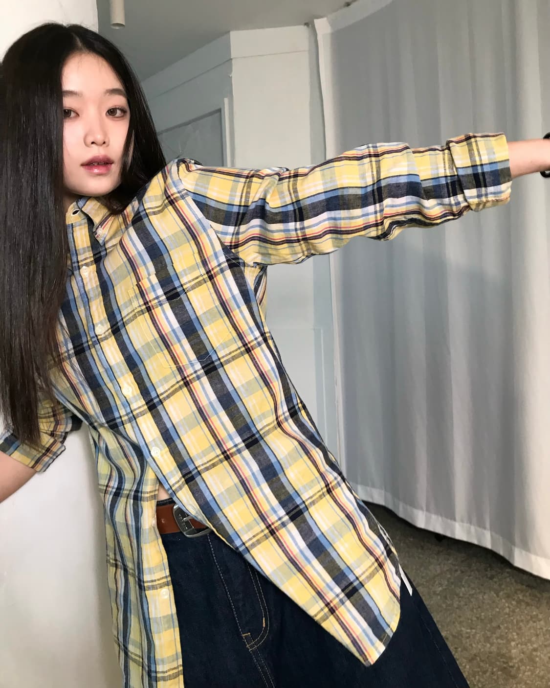 Lee 옐로우 체크 셔츠  상품이미지4