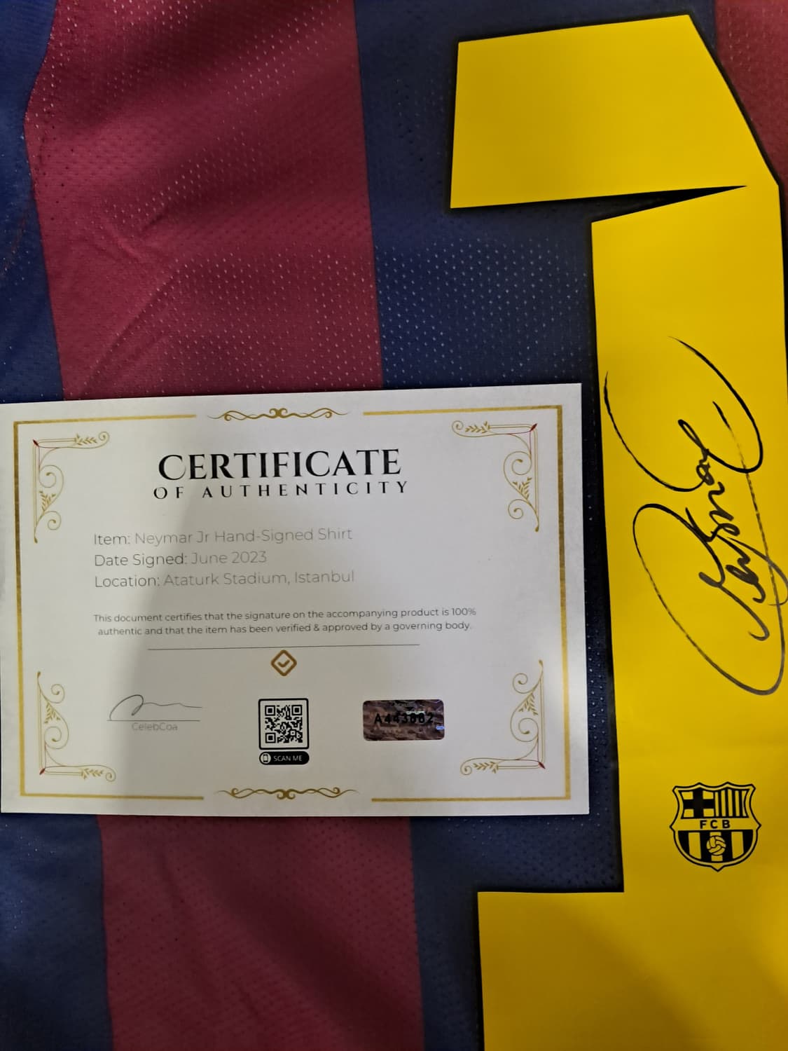 14-15 바르셀로나 네이마르 사인 유니폼+인증서 판매 상품이미지2