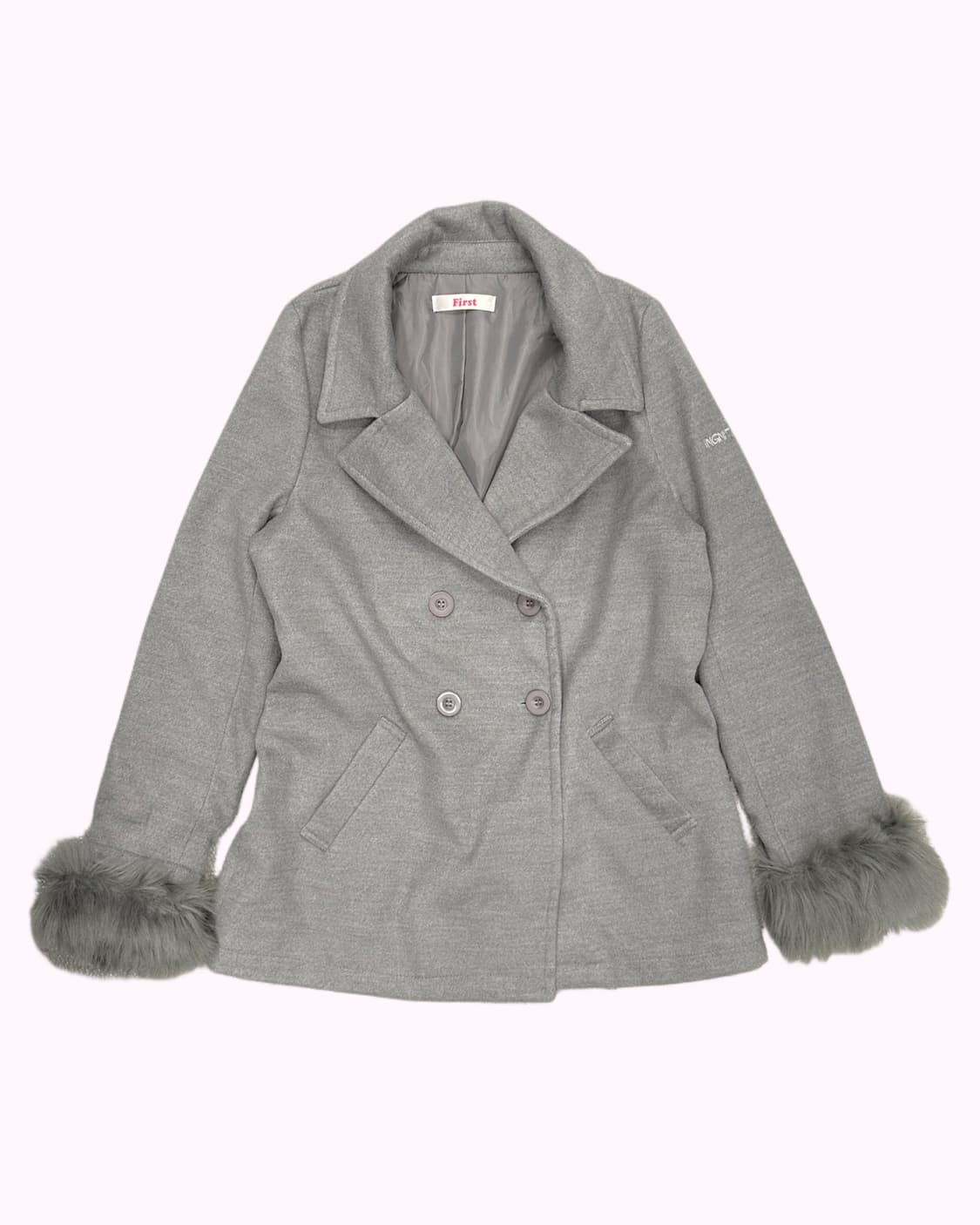 grey fur detailed coat 상품이미지1