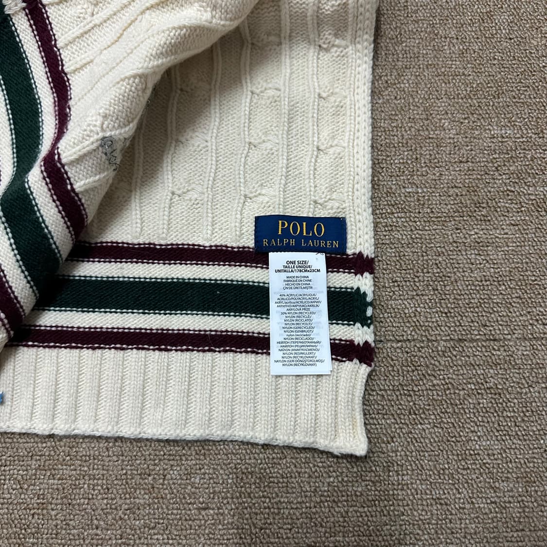 폴로 랄프로렌 폴로베어 아이보리 케이블 머플러 목도리 상품이미지4