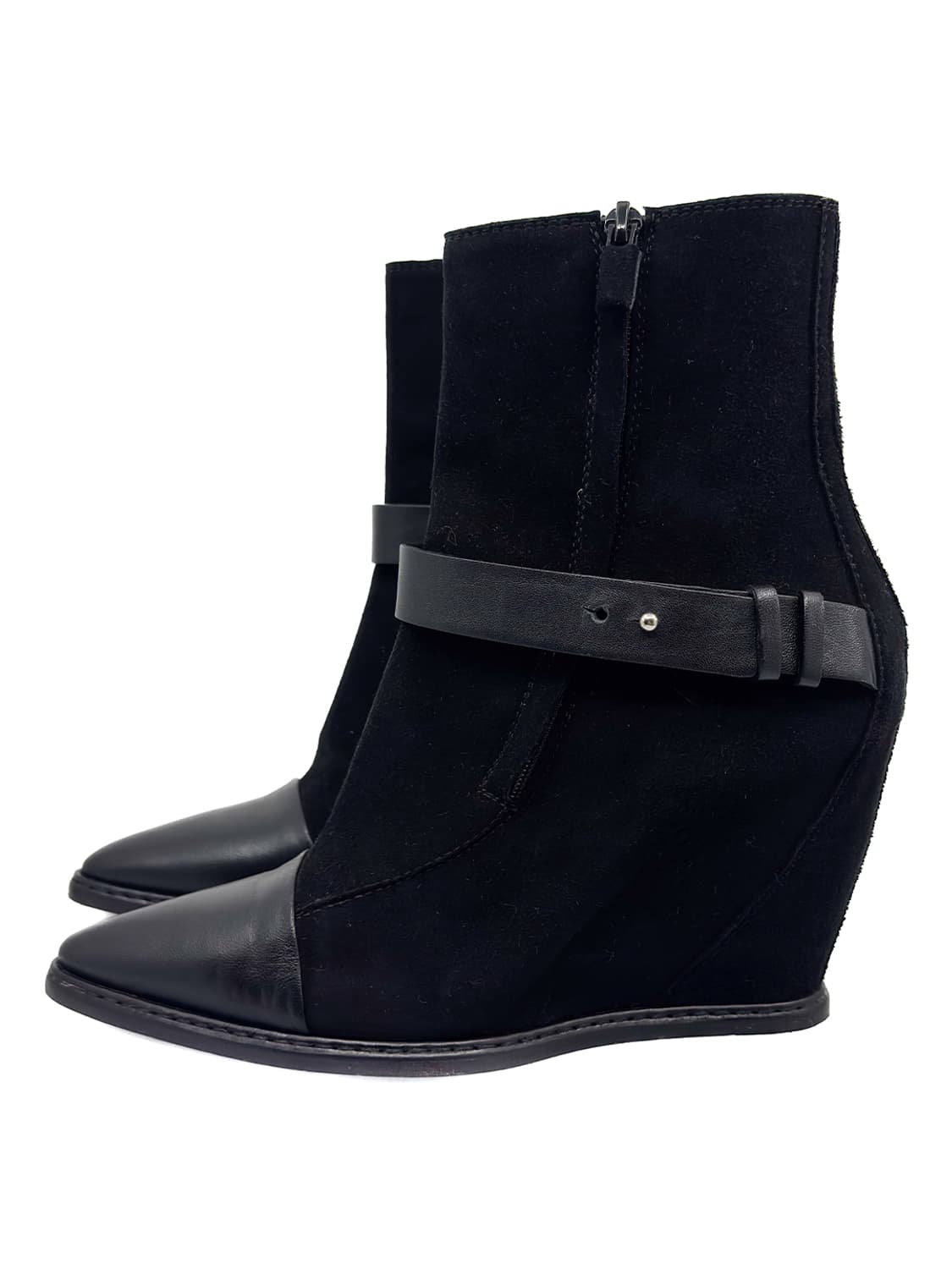 Suede Leather Strap Wedge Boots/ 37.5 상품이미지1