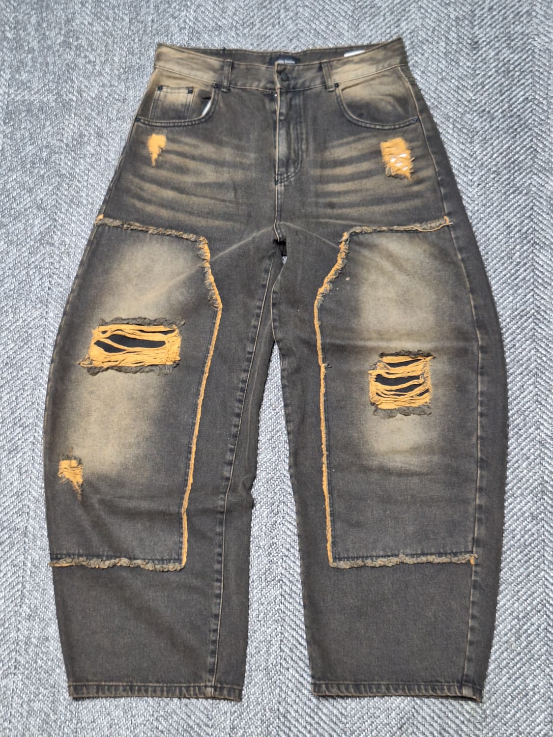 빈티지 제작 와이드 데님 데미지 팬츠 상품이미지2