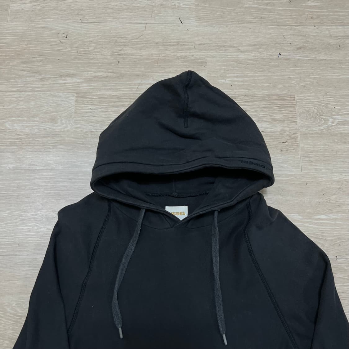 디젤 남성 로고 포인트 자수 후드 티셔츠 [블랙] M/95 상품이미지2