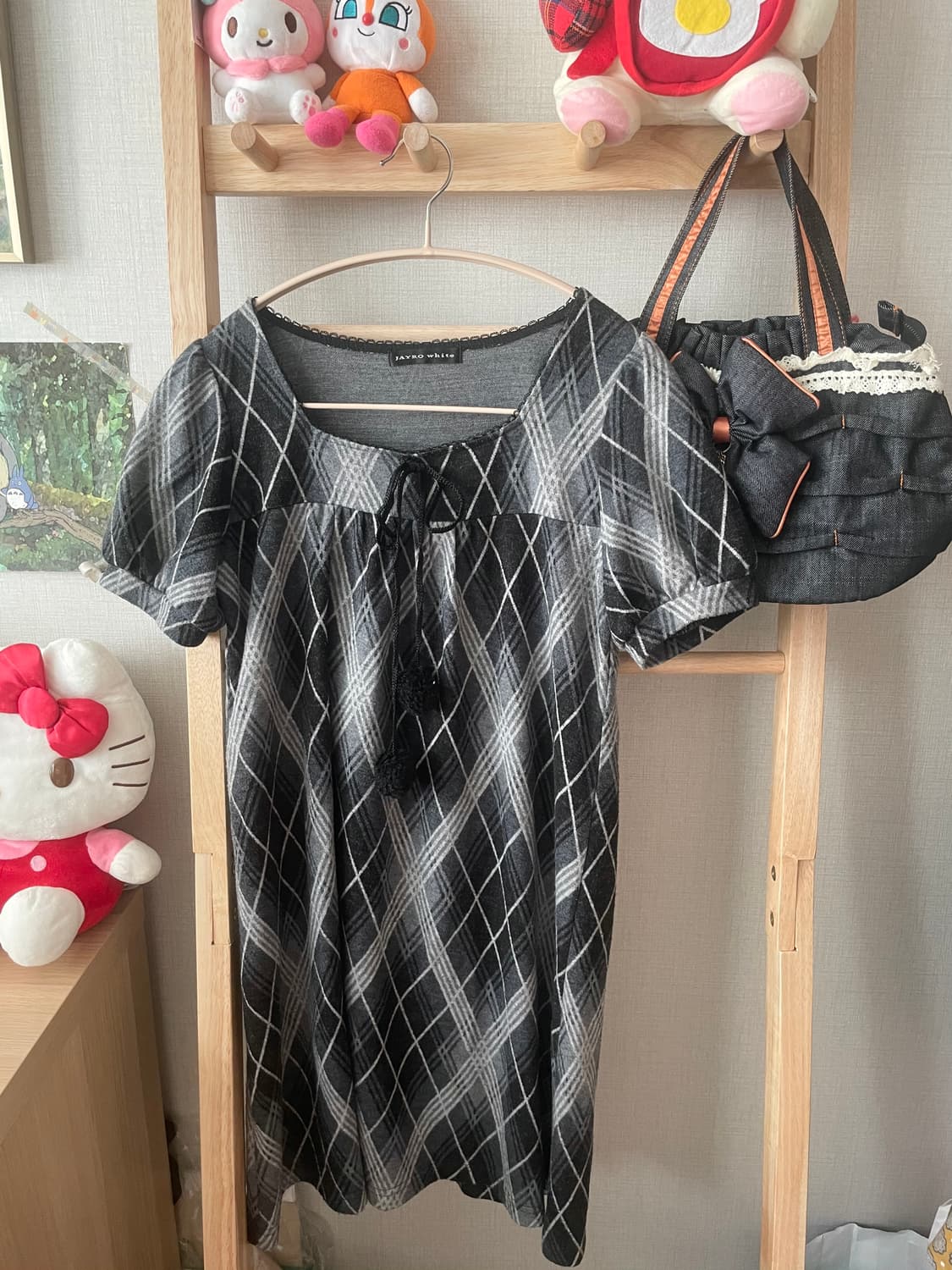 모리걸 빈티지 사와코 폼폼이 레이어드 원피스 set🖤🩶 상품이미지6