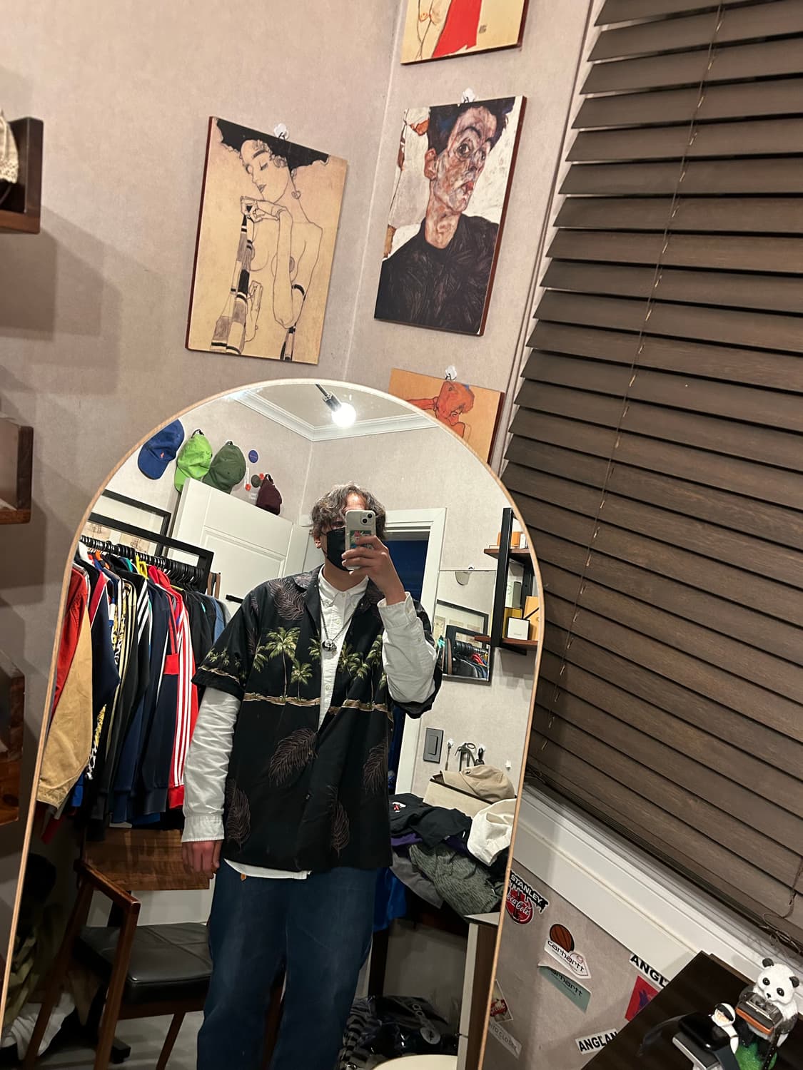 USA  비치트리 프린팅 코튼 빈티지  하와이안 셔츠  상품이미지2