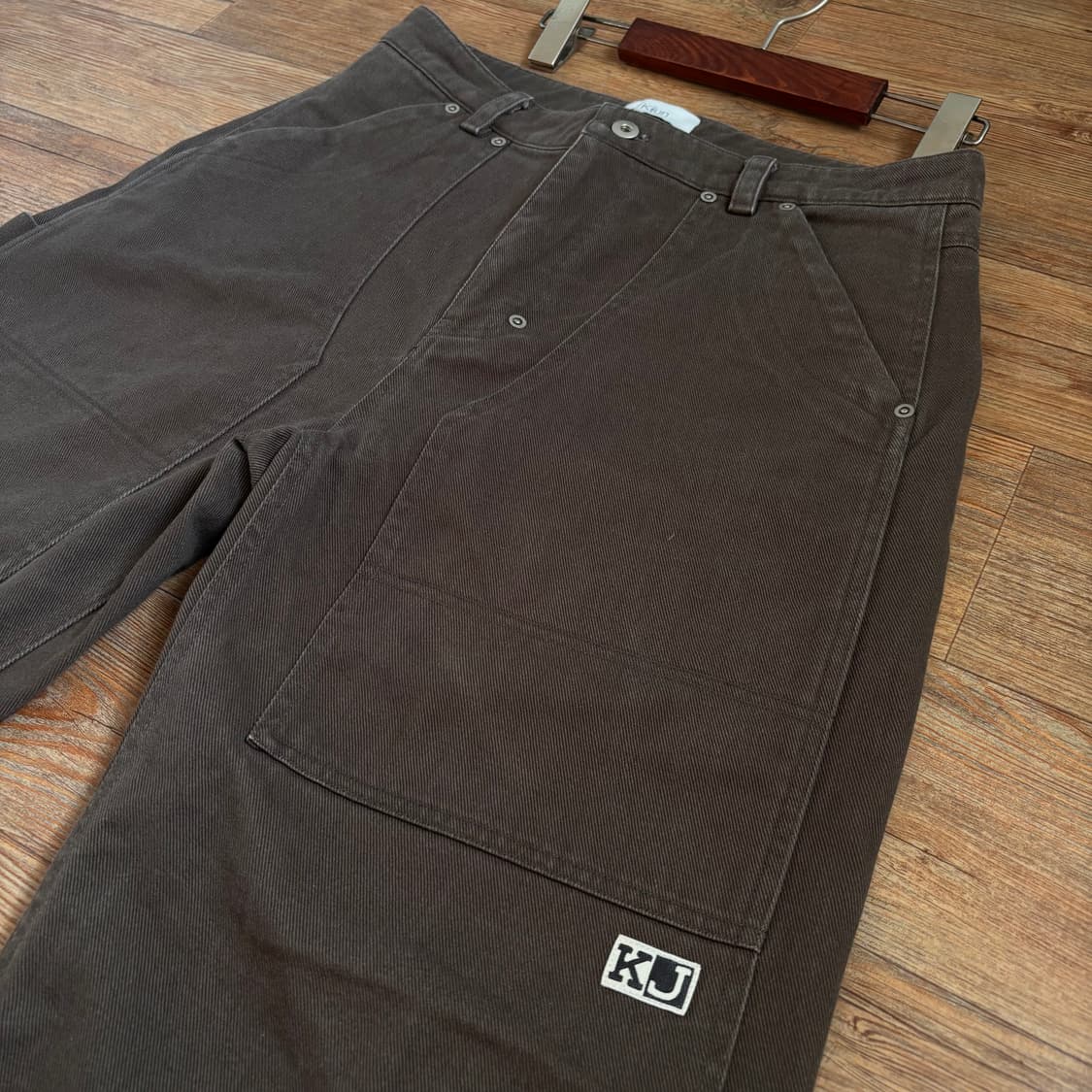 Kijun 기준 워크 팬츠 카펜터진 M 32 브라운 워싱 우디 청바지 상품이미지10