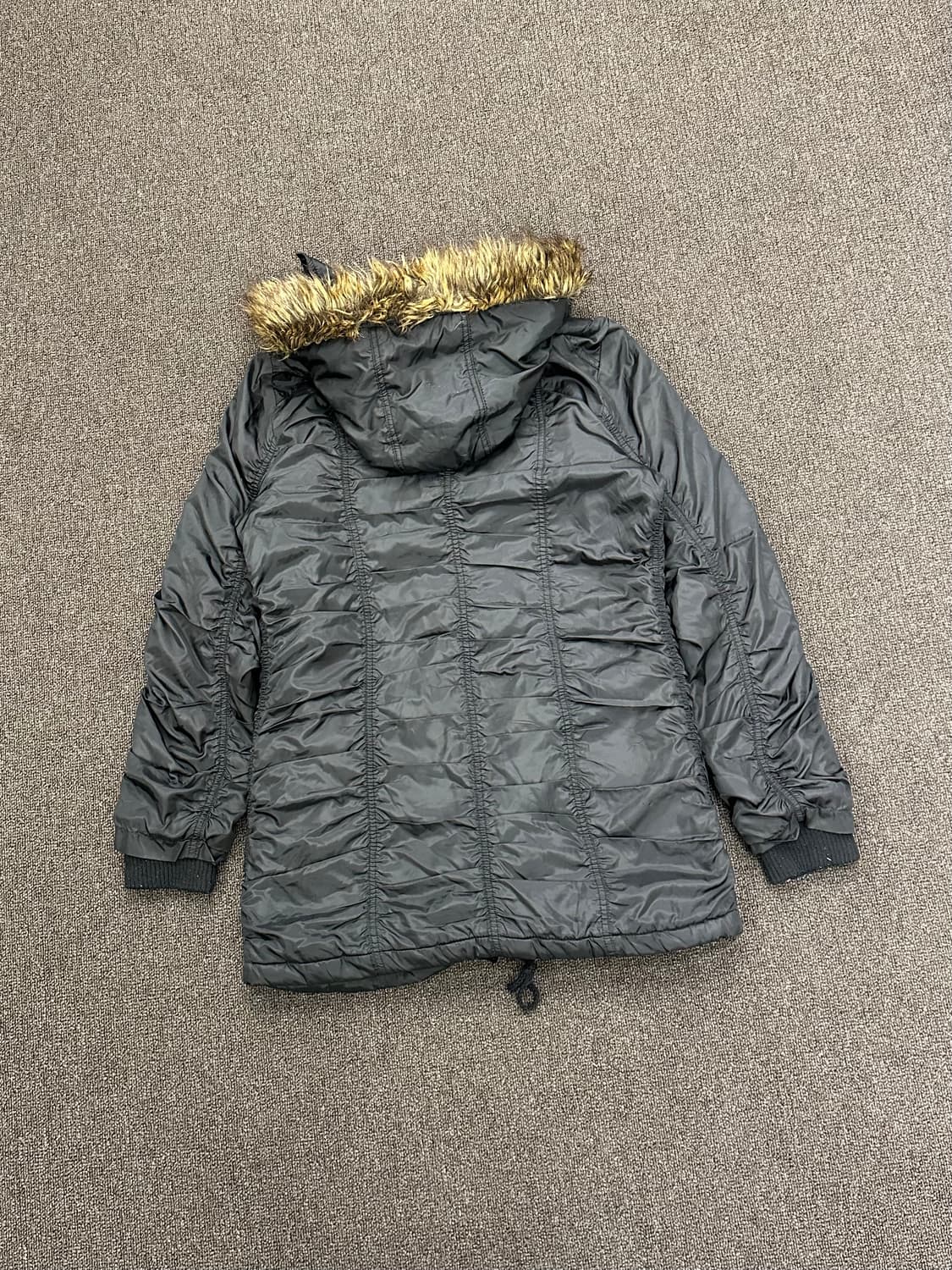 L)Japanese vintage 여성 셔링 퍼 블랙 패딩 상품이미지6