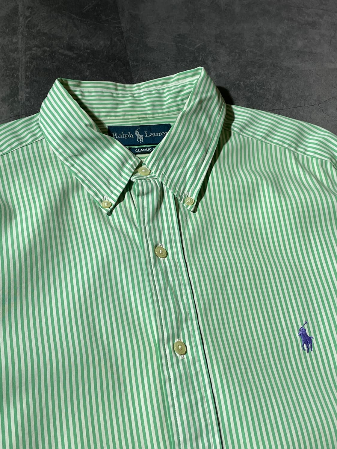 RALPH LAUREN 랄프로렌 빈티지 그린 스트라이프 코튼 셔츠 상품이미지2