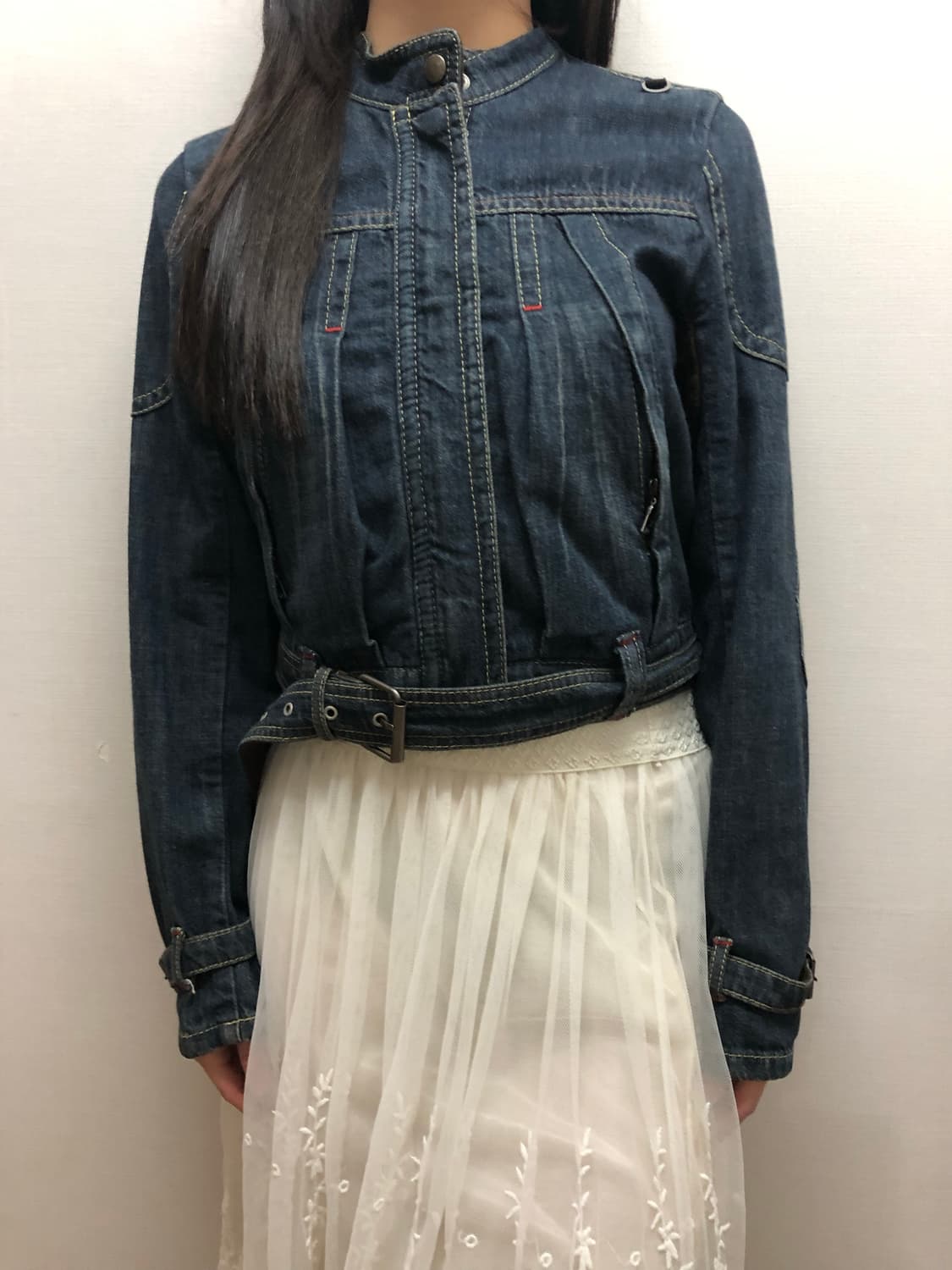 빈티지 데님 벨티드 자켓 상품이미지5